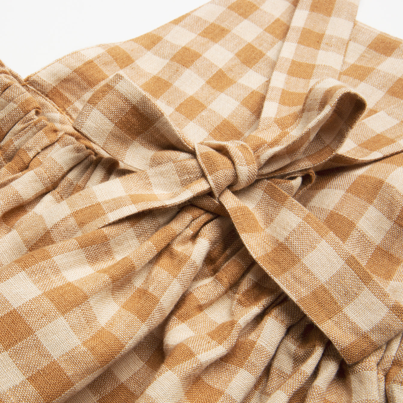 CONKERS PINAFORE - CARAMEL and OAT CHECK LINEN