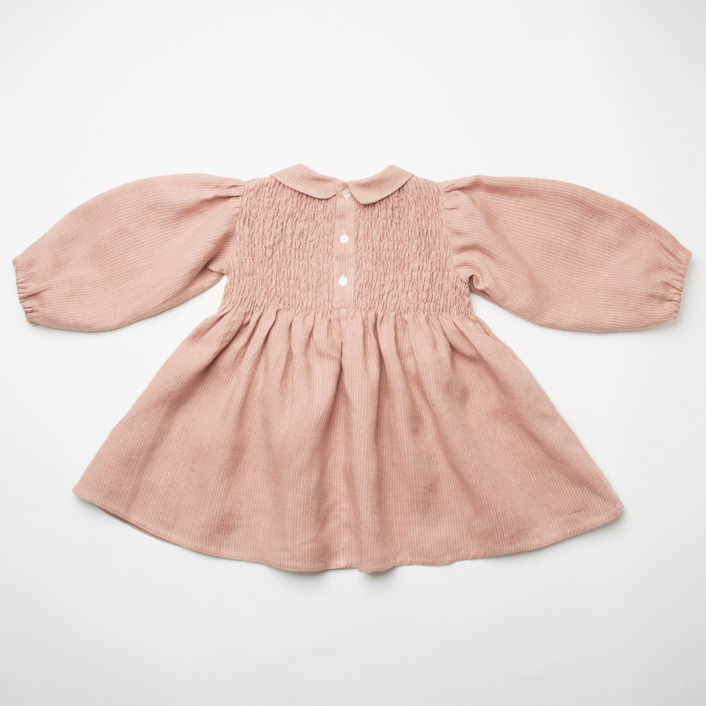DRAUGHT DRESS - DUSTY ROSE STRIPE LINEN