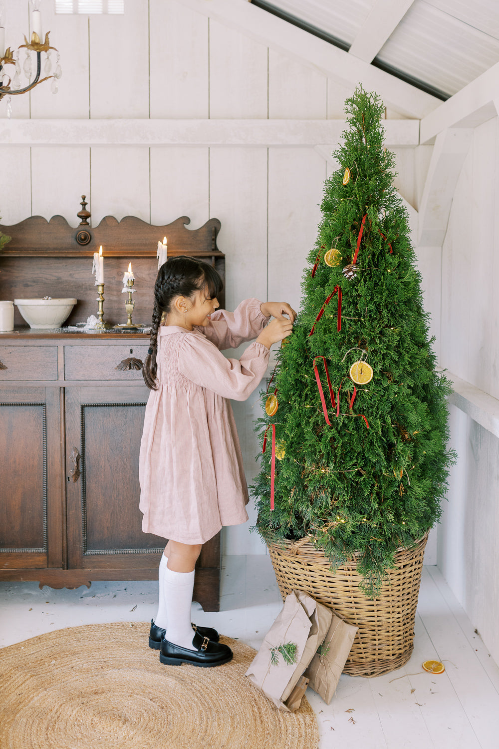 DRAUGHT DRESS - DUSTY ROSE STRIPE LINEN