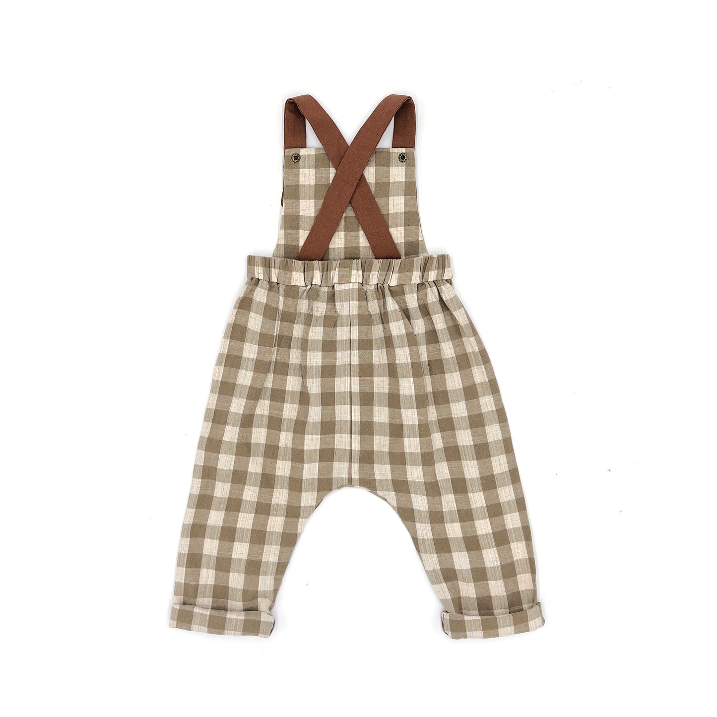 LONG OVERALLS - BEIGE GINGHAM