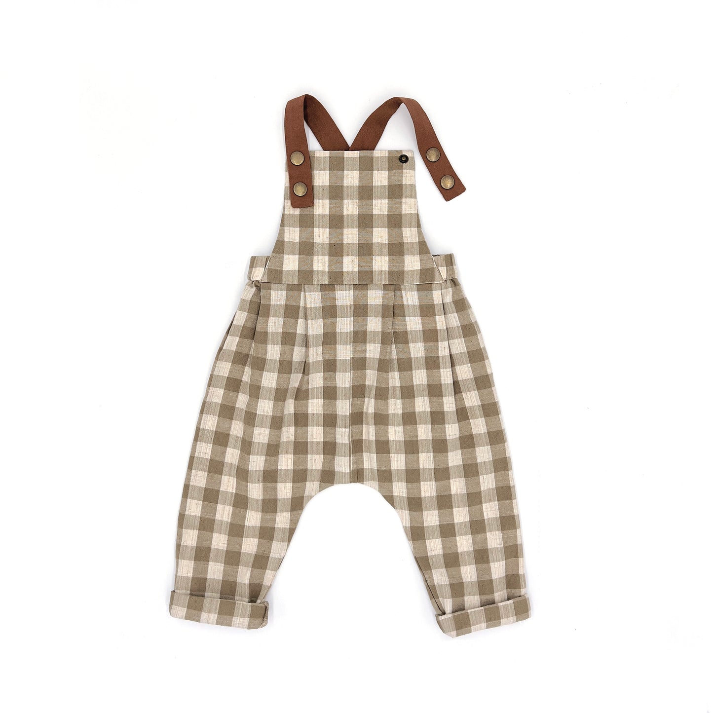 LONG OVERALLS - BEIGE GINGHAM