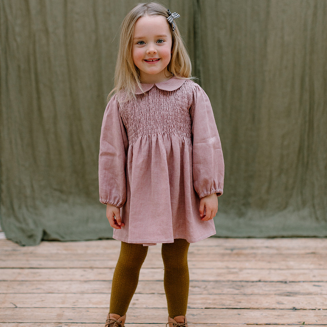 DRAUGHT DRESS - DUSTY ROSE STRIPE LINEN