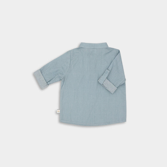 HENLEY COTTON SHIRT - BLUE DOTS