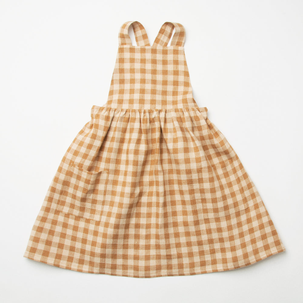 
                  
                    CONKERS PINAFORE - CARAMEL and OAT CHECK LINEN
                  
                