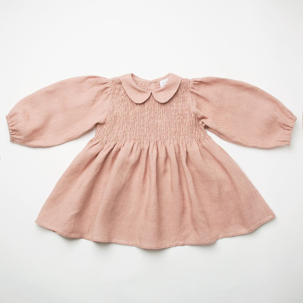 
                  
                    DRAUGHT DRESS - DUSTY ROSE STRIPE LINEN
                  
                