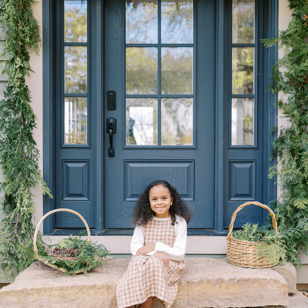 
                  
                    CONKERS PINAFORE - CARAMEL and OAT CHECK LINEN
                  
                