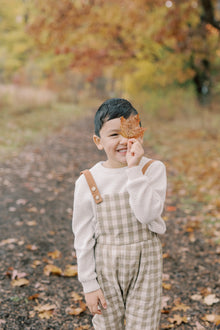  LONG OVERALLS - BEIGE GINGHAM